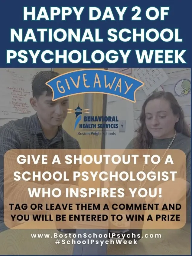 2025 graphic inviting people to give a shout-out to a school psychologist who inspires them